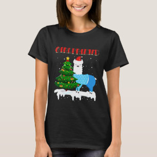 llama Girlfriend Santa Hat Xmas Pajama Family Matc T-Shirt