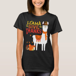 Llama Give Thanks Llama Pilgrim Thanksgiving Autum T-Shirt