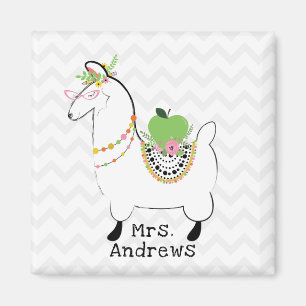 Llama Green Apple Floral Chevron Magnet