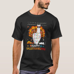 Llama Happy Hallothanksmas Halloween T-Shirt