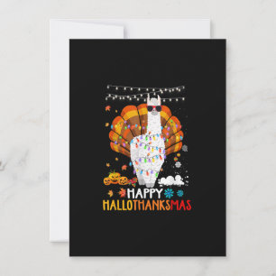 Llama Happy Hallothanksmas Halloween Thanksgiving  Invitation