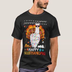 Llama Happy Hallothanksmas Halloween Thanksgiving T-Shirt