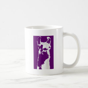 llama head in purple coffee mug