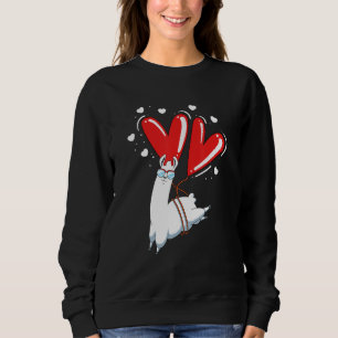 Llama Heart Balloon Valentines Day Cute Alpaca Ani Sweatshirt