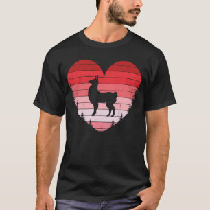 Llama Heart Love Valentines Day Vintage Retro Suns T-Shirt