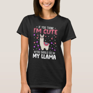 Llama Heart Valentine's Day Animal For Womens Kids T-Shirt