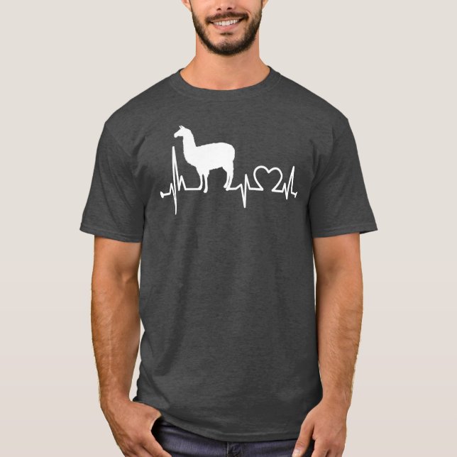LLama Heartbeat Funny FarmerFarmingFarm For T-Shirt (Front)