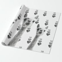 Llama hearts gift wrap