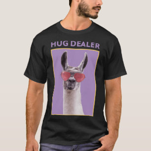 Llama Hug Dealer  Humor Pun Adult Graphic T-Shirt