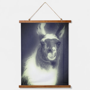 Llama In Black And White Animal  Hanging Tapestry