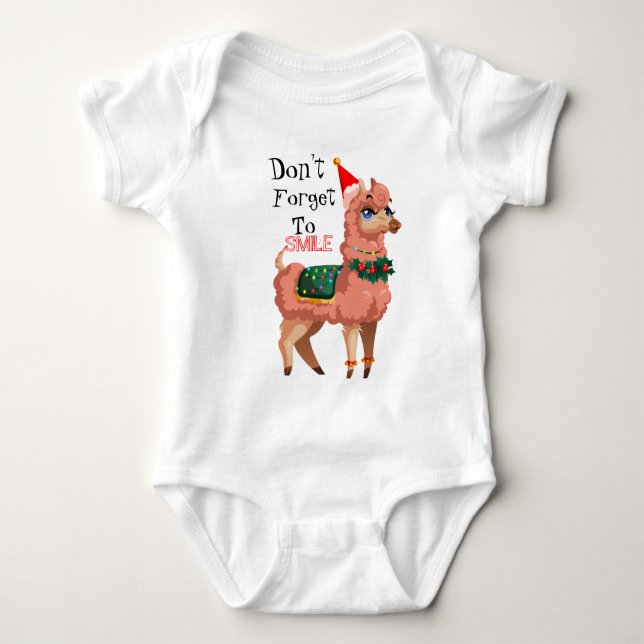 llama in Christmas  Baby Bodysuit (Front)