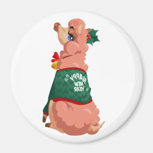 llama in Christmas Magnet