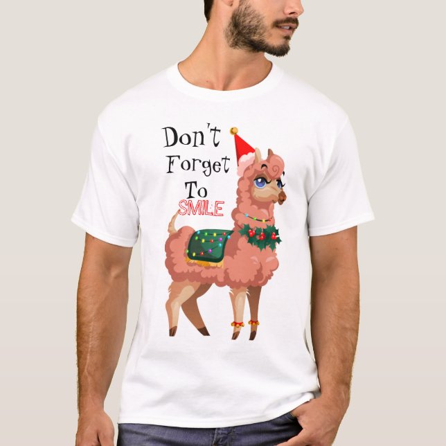 llama in Christmas   T-Shirt (Front)