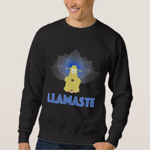 Llama in Lotus Pose Pun Lovers Llamaste Yoga Sweatshirt