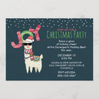 Llama in Santa Hat and Sunglasses Christmas Party