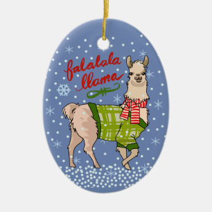 Llama in Snow Ceramic Ornament