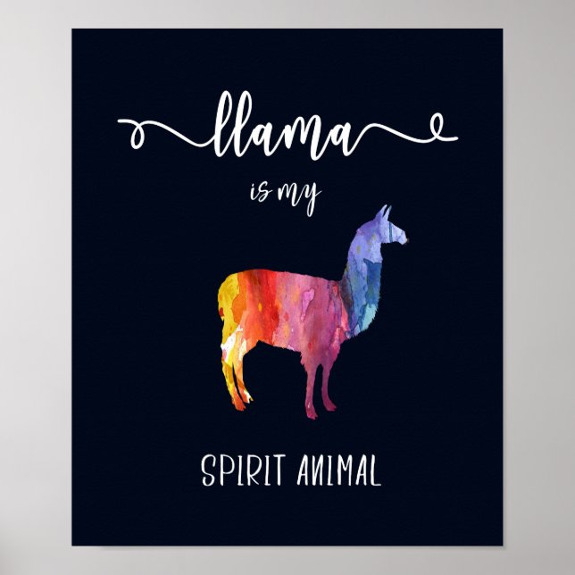 Llama is my spirit animal. Funny Cute Watercolor Poster (Front)