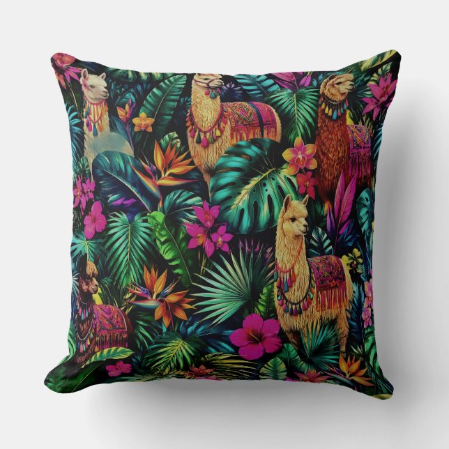Llama Jungle Dreams Seamless Surface Pattern Cushion (Front)