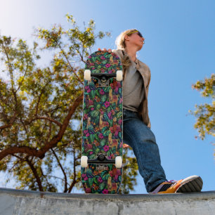 Llama Jungle Dreams Seamless Surface Pattern Skateboard