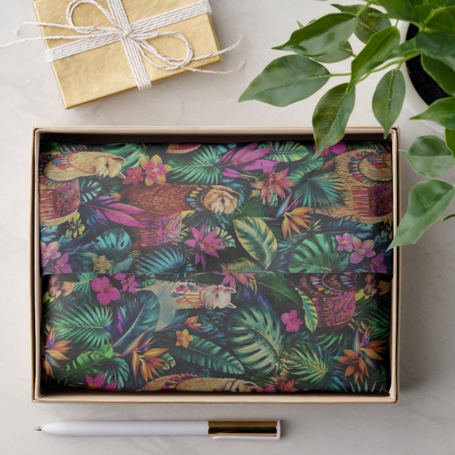 Llama Jungle Dreams Seamless Surface Pattern Tissue Paper (Gift)