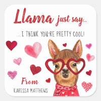 Llama Just Say | Personalised Valentine Stickers