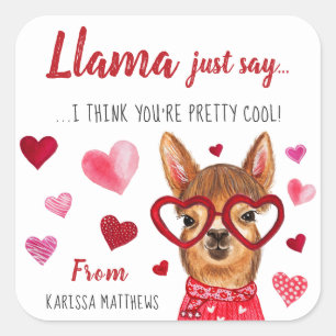 Llama Just Say   Personalised Valentine Stickers