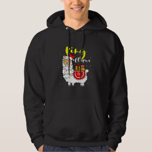 Llama King Lights Santa Hat Xmas Pajama Matching F Hoodie