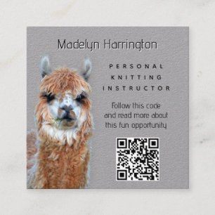 Llama Knitting Instructor QR code Business Card