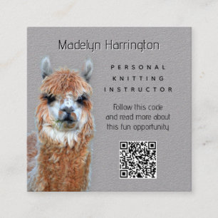 Llama Knitting Instructor QR code Business Card