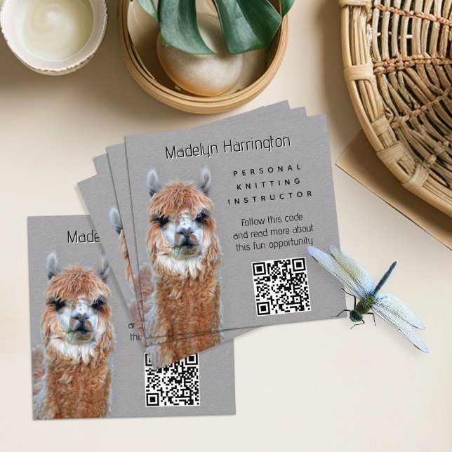 Llama Knitting Instructor QR code Business Card (Creator Uploaded)