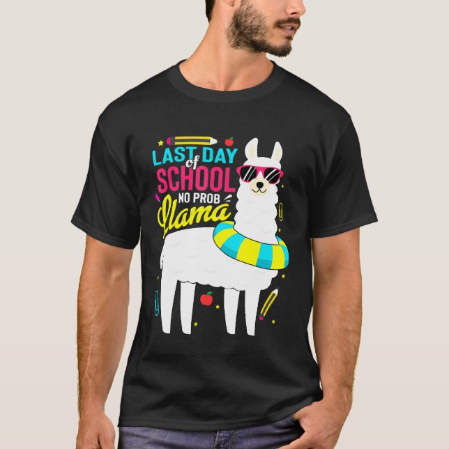 Llama Last Day Of School Boys Girls Teacher T-Shirt (Front)