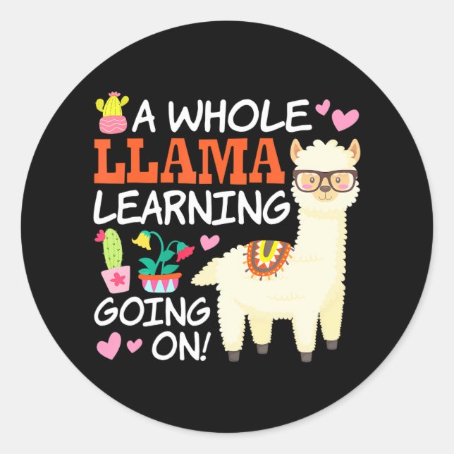 Llama Learning Teachers Students Alpaca Lovers Classic Round Sticker (Front)