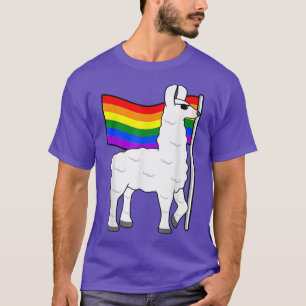 Llama Lesbian Rainbow Flag LGBTQ Pride Month Suppo T-Shirt