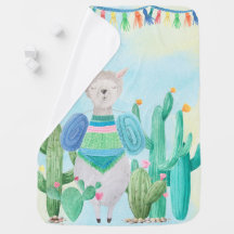 Llama "Let's Go On An Adventure" Baby Blanket