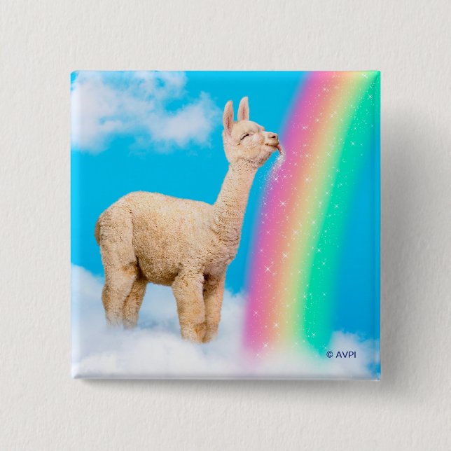Llama Licking Rainbow 15 Cm Square Badge (Front)
