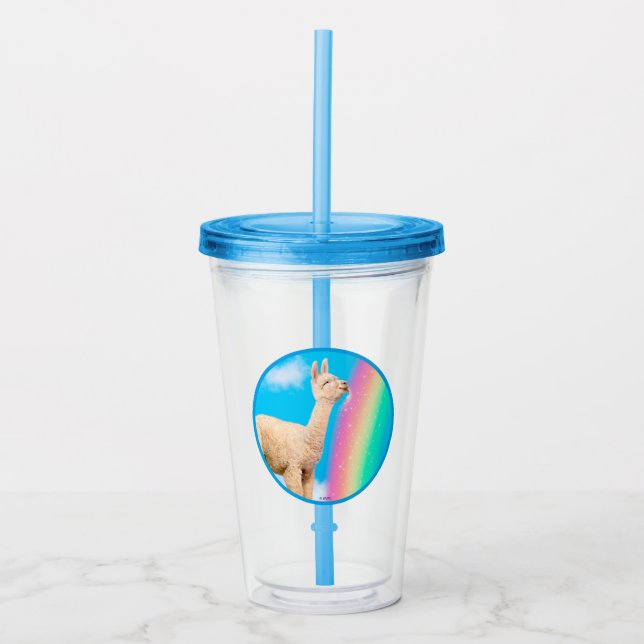Llama Licking Rainbow Acrylic Tumbler (Front)
