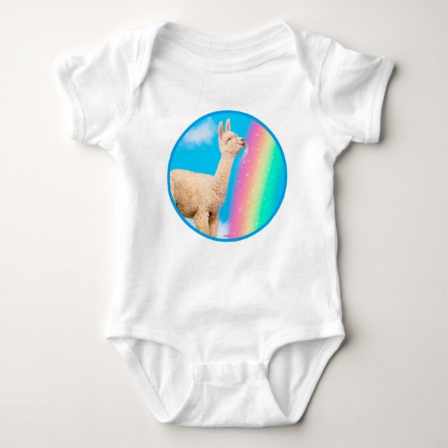 Llama Licking Rainbow Baby Bodysuit (Front)