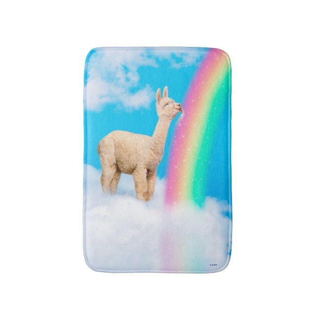 Llama Licking Rainbow Bath Mat (Front Vertical)