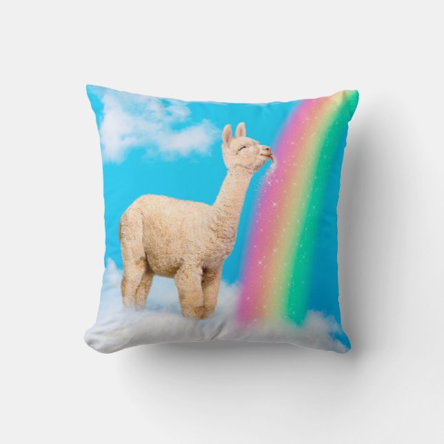 Llama Licking Rainbow Cushion (Front)