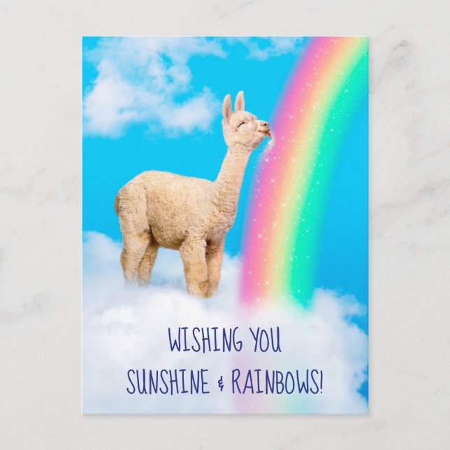Llama Licking Rainbow Invitation Postcard (Front)