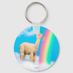 Llama Licking Rainbow Key Ring