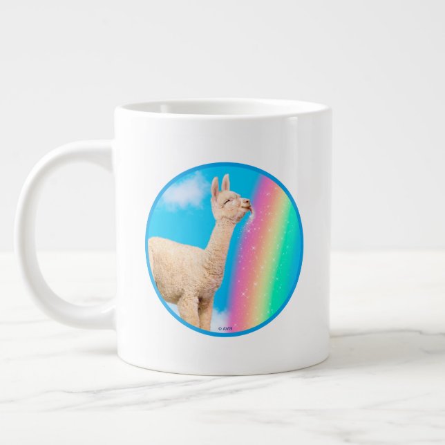 Llama Licking Rainbow Large Coffee Mug (Left)