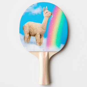 Llama Licking Rainbow Ping Pong Paddle