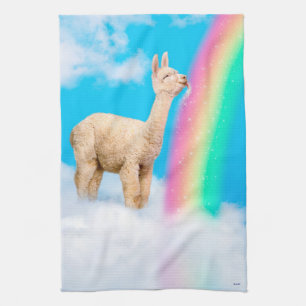 Llama Licking Rainbow Tea Towel
