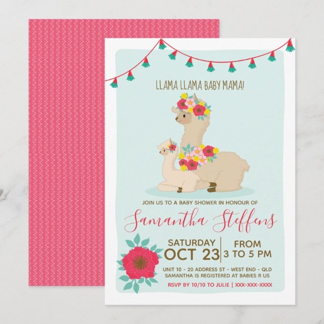 Llama Llama Baby Llama Baby Shower Invitation (Front/Back)