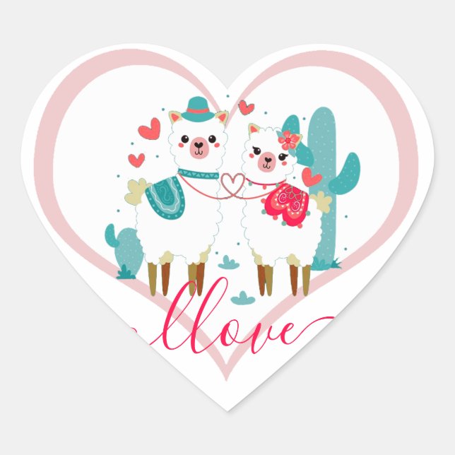 Llama Llove  Heart Sticker (Front)