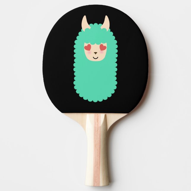 Llama Love Emoji Ping Pong Paddle (Front)