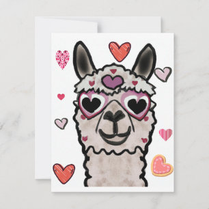 Llama Love Hearts Valentine's     Thank You Card