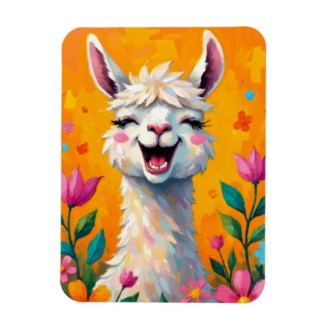 Llama Love in Bloom Magnet (Vertical)