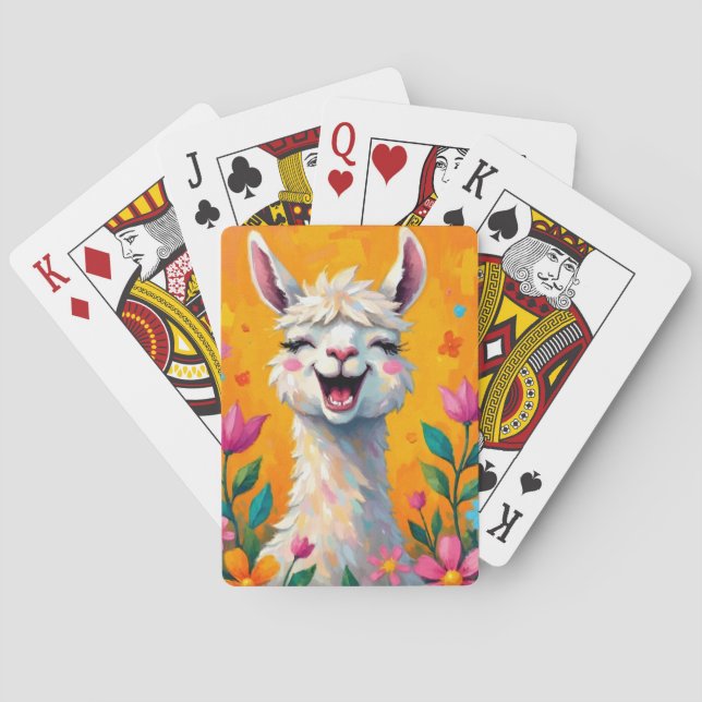 Llama Love in Bloom Playing Cards (Back)